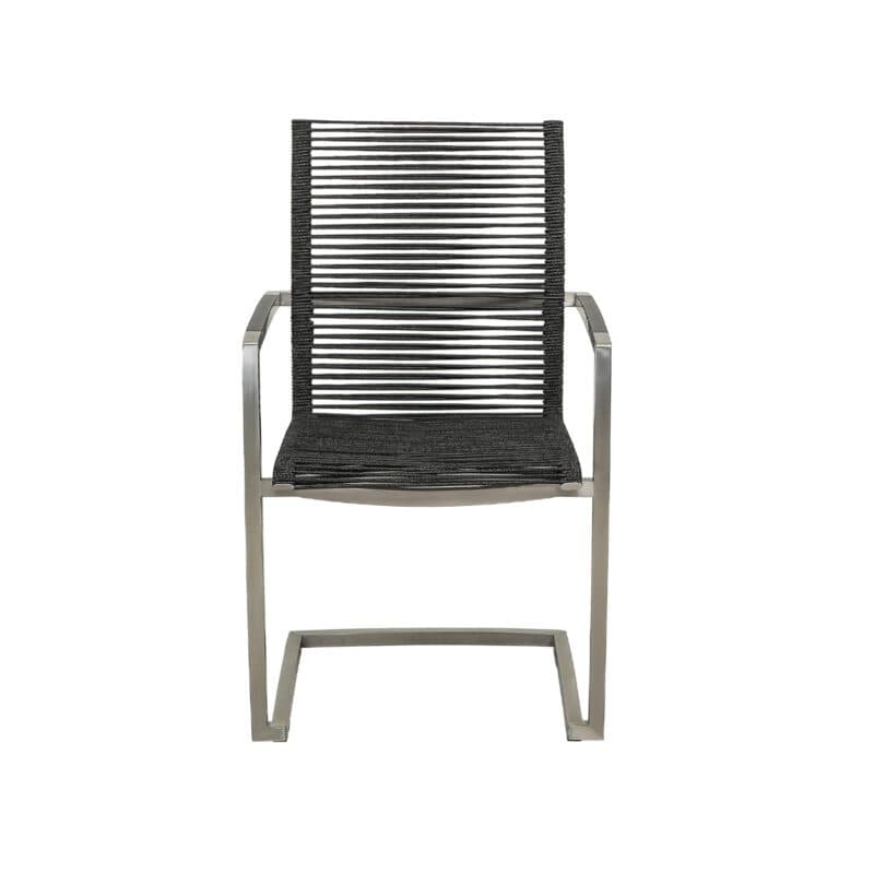 CASA DOMA "Mineo" Freischwinger, Edelstahl gebürstet, Bespannung Rope anthrazit, Armlehnen Aluminium