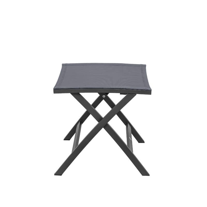 CASA DOMA "Mineo" Fußhocker, Gestell Edelstahl anthrazit, Sitzfläche Textilgewebe Sunproof® Sling schwarz/silber