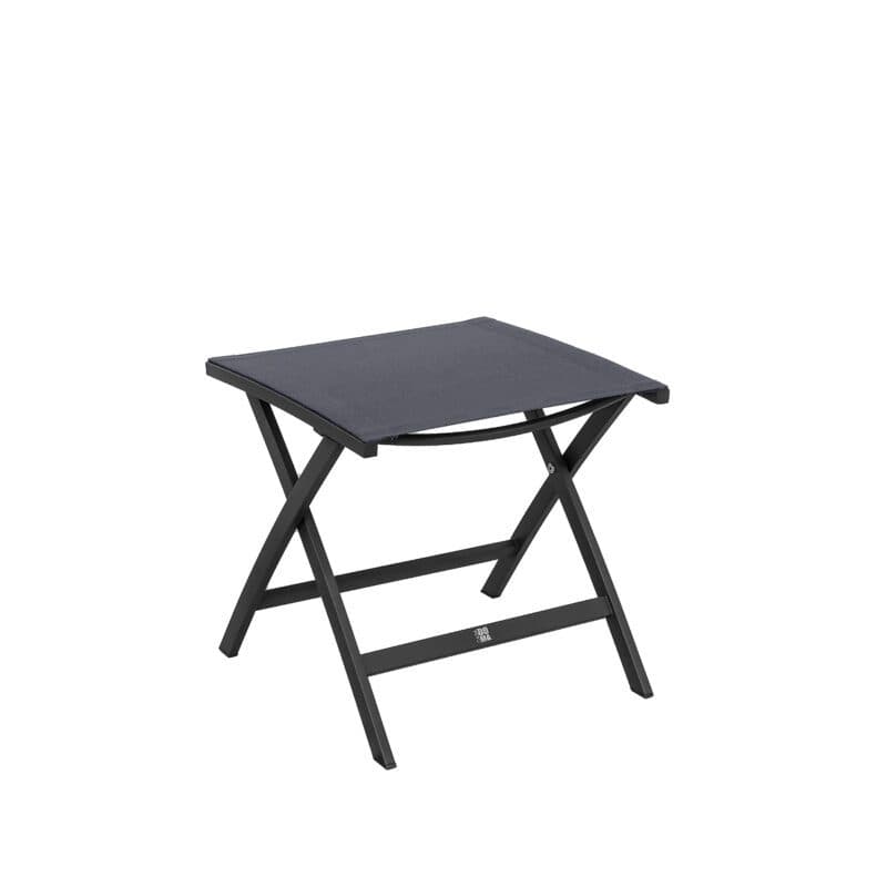 CASA DOMA "Mineo" Fußhocker, Gestell Edelstahl anthrazit, Sitzfläche Textilgewebe Sunproof® Sling schwarz/silber