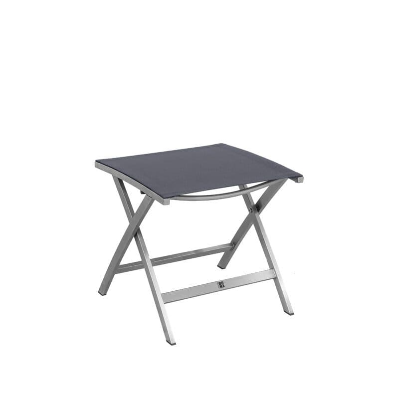 CASA DOMA "Mineo" Fußhocker, Gestell Edelstahl gebürstet, Sitzfläche Textilgewebe Sunproof® Sling schwarz/silber