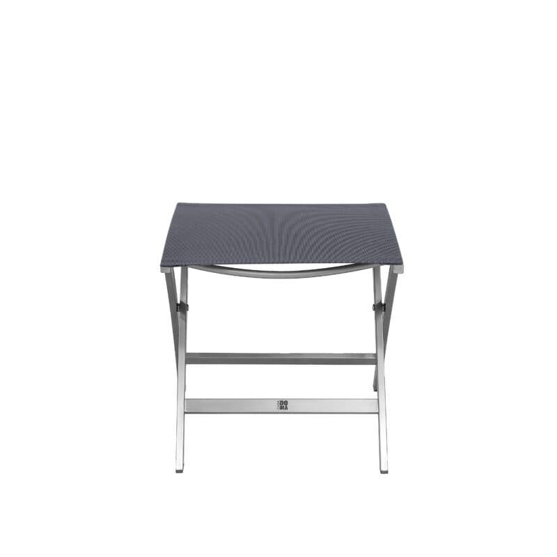 CASA DOMA "Mineo" Fußhocker, Gestell Edelstahl gebürstet, Sitzfläche Textilgewebe Sunproof® Sling schwarz/silber