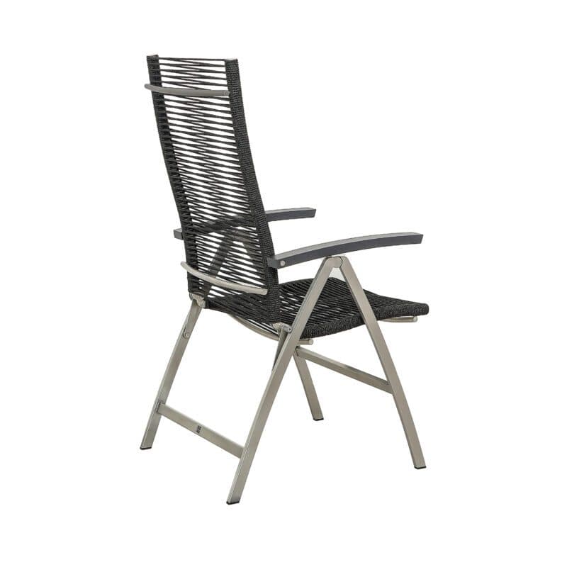 CASA DOMA "Mineo" Klappsessel, Gestell Edelstahl gebürstet, Bespannung Rope anthrazit, Armlehnen Aluminium anthrazit
