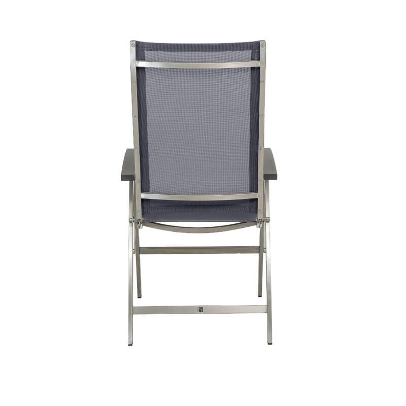 CASA DOMA "Mineo" Klappsessel, Gestell Edelstahl gebürstet, Sitzfläche Textilgewebe Sunproof® Sling schwarz/silber, Armlehnen Aluminium anthrazit