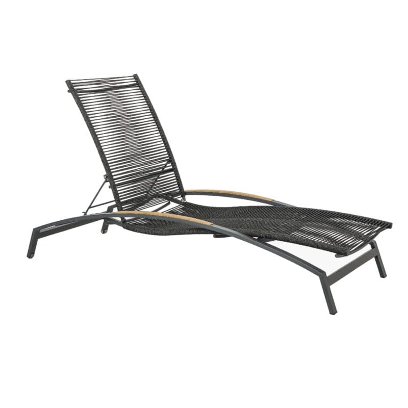 CASA DOMA "Mineo" Sonnenliege, Gestell Edelstahl anthrazit, Liegefläche Rope anthrazit, Armlehnen Teak
