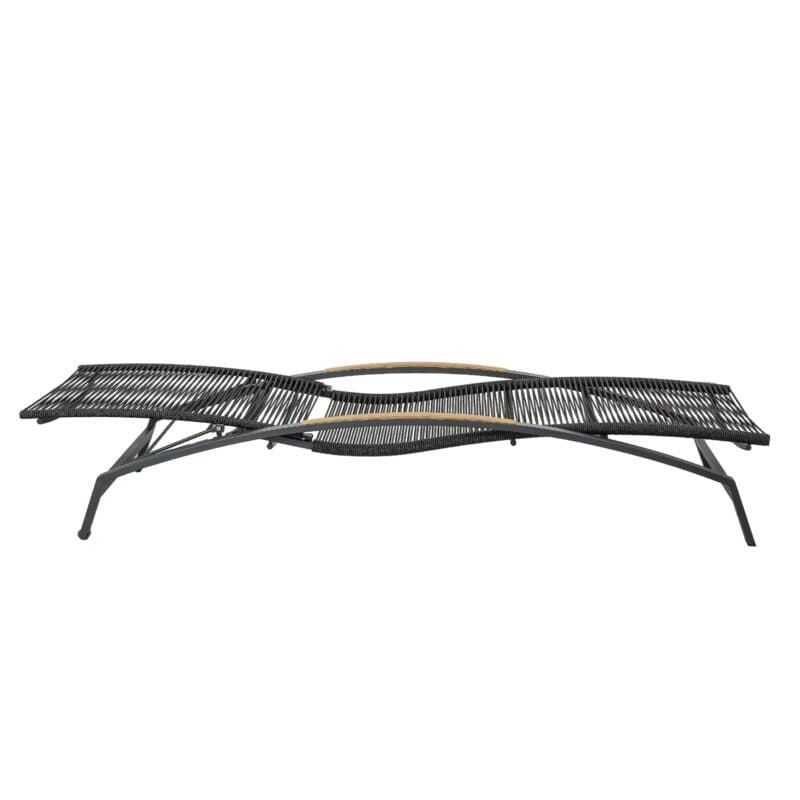 CASA DOMA "Mineo" Sonnenliege, Gestell Edelstahl anthrazit, Liegefläche Rope anthrazit, Armlehnen Teak
