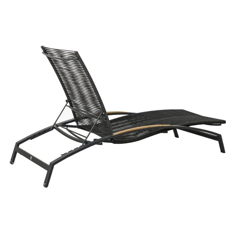 CASA DOMA "Mineo" Sonnenliege, Gestell Edelstahl anthrazit, Liegefläche Rope anthrazit, Armlehnen Teak