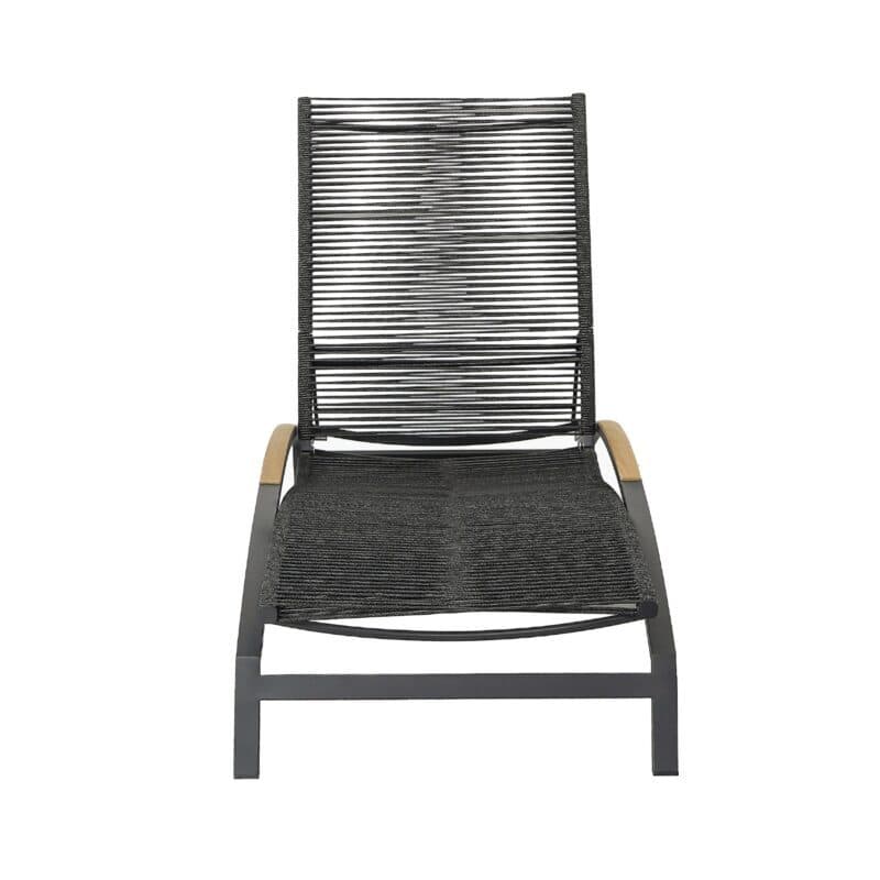 CASA DOMA "Mineo" Sonnenliege, Gestell Edelstahl anthrazit, Liegefläche Rope anthrazit, Armlehnen Teak