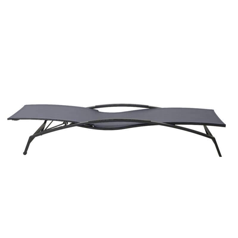 CASA DOMA "Mineo" Sonnenliege, Gestell Edelstahl anthrazit, Liegefläche Textilgewebe Sunproof® Sling schwarz/silber, Armlehnen Aluminium schwarz