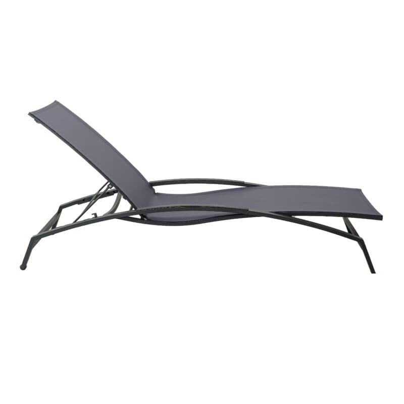 CASA DOMA "Mineo" Sonnenliege, Gestell Edelstahl anthrazit, Liegefläche Textilgewebe Sunproof® Sling schwarz/silber, Armlehnen Aluminium schwarz