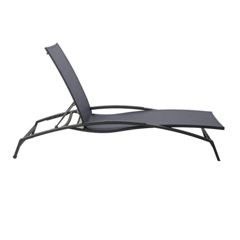 CASA DOMA "Mineo" Sonnenliege, Gestell Edelstahl anthrazit, Liegefläche Textilgewebe Sunproof® Sling schwarz/silber, Armlehnen Aluminium schwarz