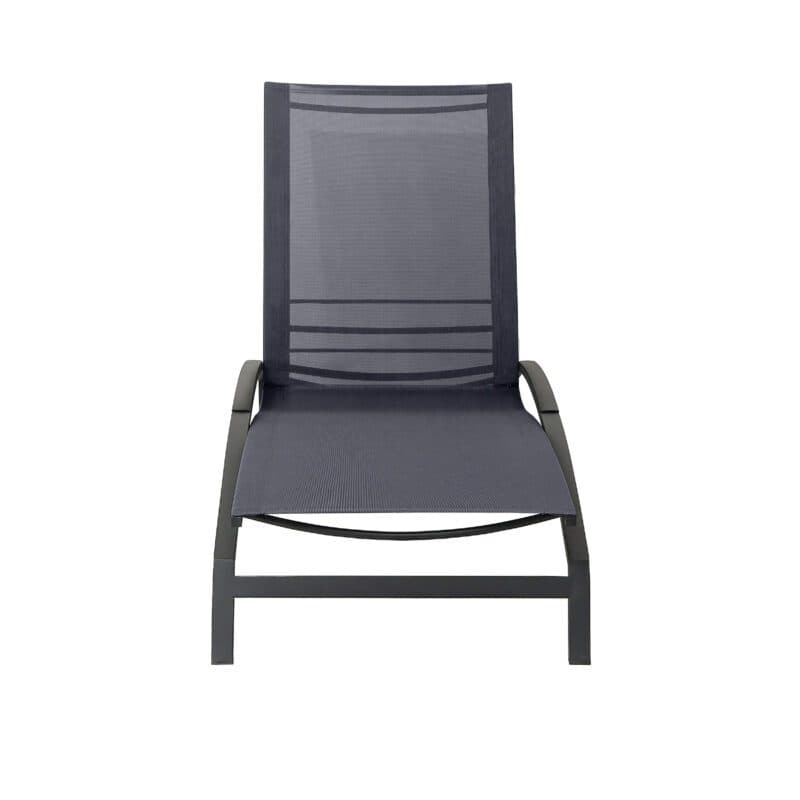 CASA DOMA "Mineo" Sonnenliege, Gestell Edelstahl anthrazit, Liegefläche Textilgewebe Sunproof® Sling schwarz/silber, Armlehnen Aluminium schwarz