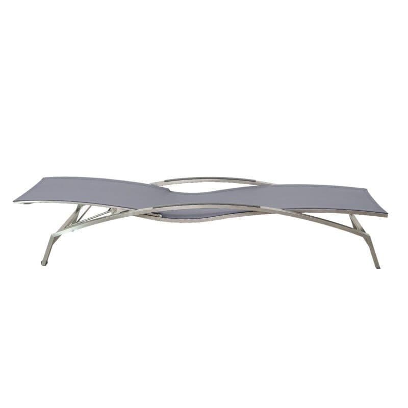 CASA DOMA "Mineo" Sonnenliege, Gestell Edelstahl gebürstet, Liegefläche Textilgewebe Sunproof® Sling schwarz/silber, Armlehnen Aluminium anthrazit