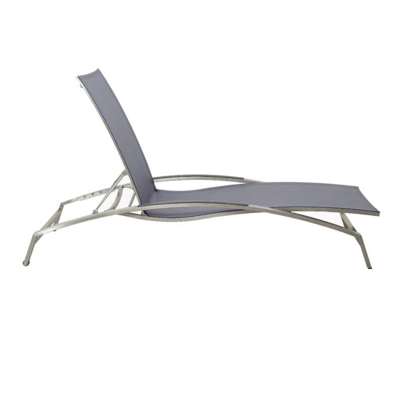 CASA DOMA "Mineo" Sonnenliege, Gestell Edelstahl gebürstet, Liegefläche Textilgewebe Sunproof® Sling schwarz/silber, Armlehnen Aluminium anthrazit