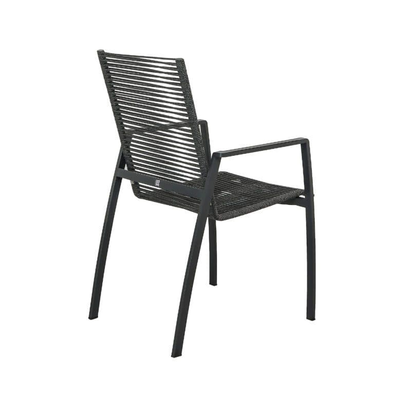 CASA DOMA "Mineo" Stapelstuhl, Edelstahl anthrazit, Bespannung Rope anthrazit, Armlehnen Aluminium