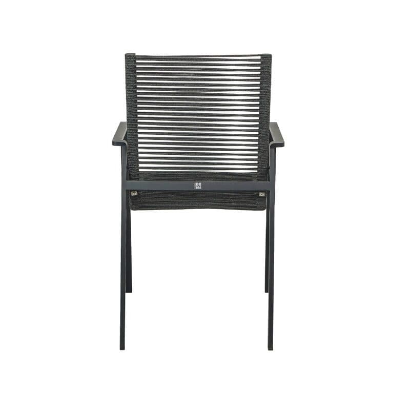 CASA DOMA "Mineo" Stapelstuhl, Edelstahl anthrazit, Bespannung Rope anthrazit, Armlehnen Aluminium