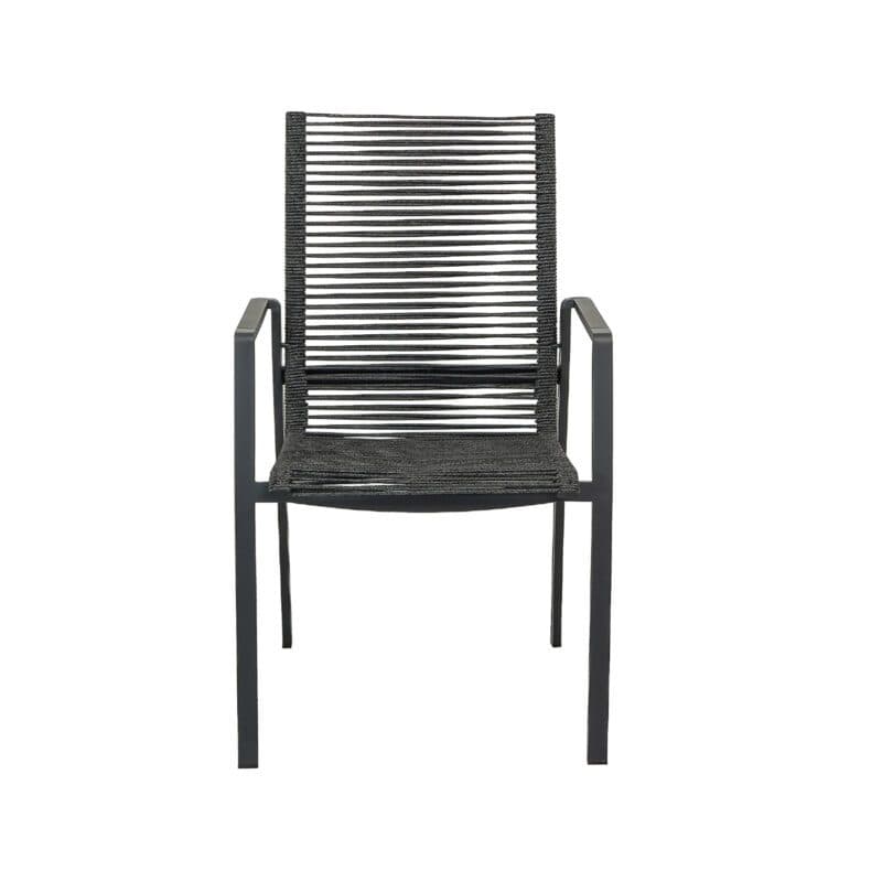 CASA DOMA "Mineo" Stapelstuhl, Edelstahl anthrazit, Bespannung Rope anthrazit, Armlehnen Aluminium