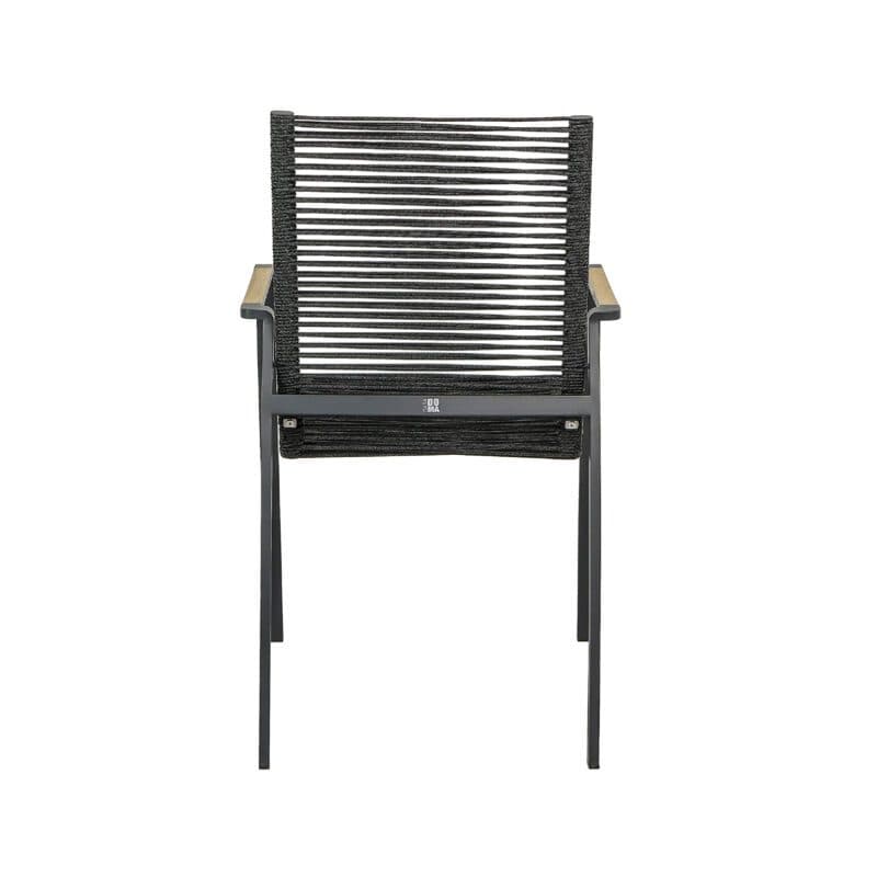 CASA DOMA "Mineo" Stapelstuhl, Edelstahl anthrazit, Bespannung Rope anthrazit, Armlehnen Teak