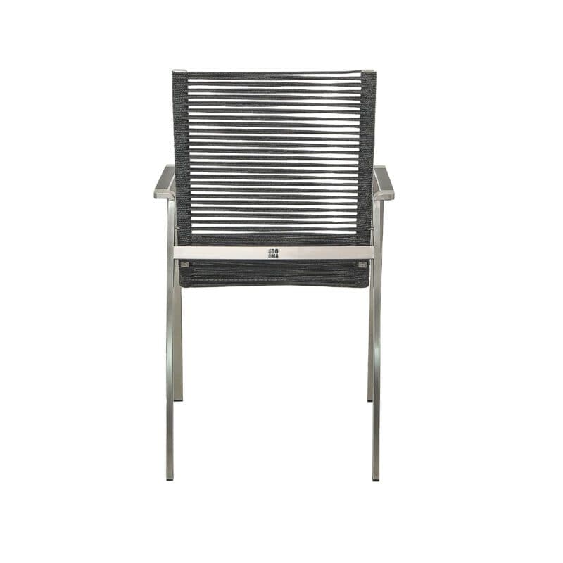 CASA DOMA "Mineo" Stapelstuhl, Edelstahl gebürstet, Bespannung Rope anthrazit, Armlehnen Aluminium