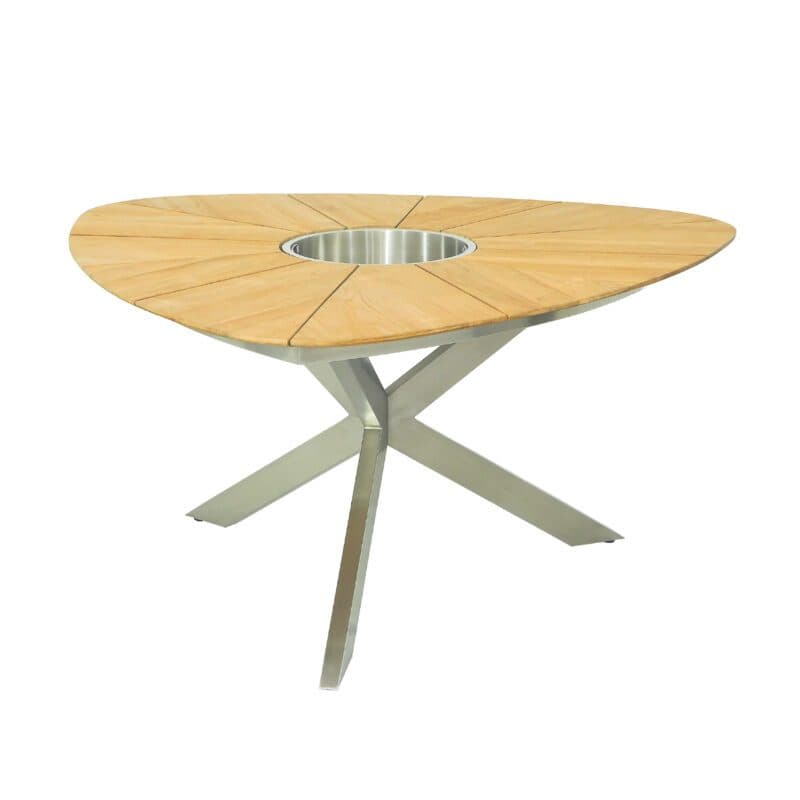 CASA DOMA "Saleni" Gartentisch, Gestell Edelstahl, Tischplatte Teakholz mit Flaschenkühler