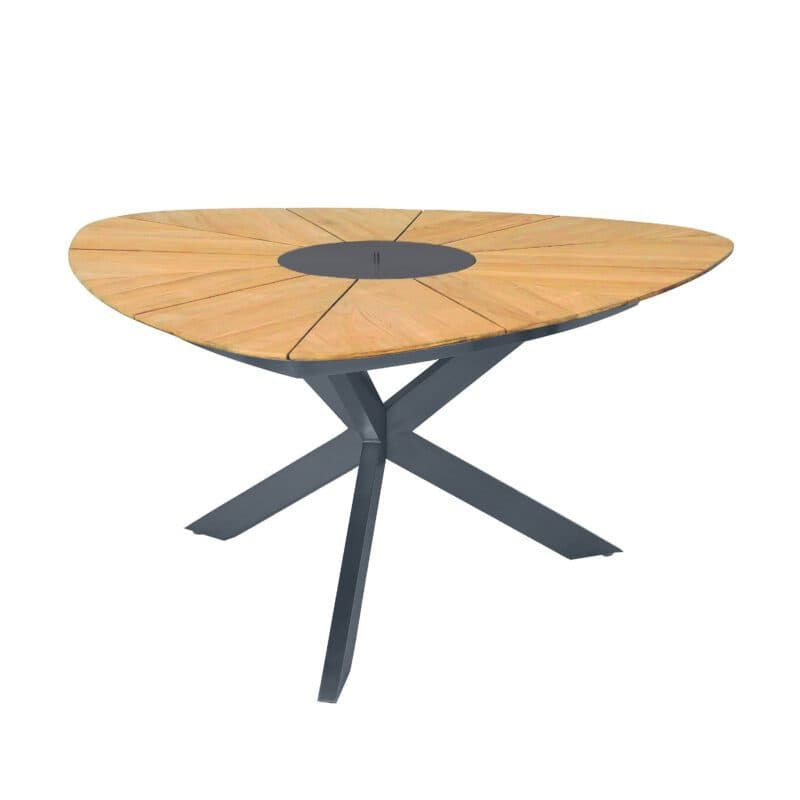 CASA DOMA "Saleni" Gartentisch, Gestell Edelstahl anthrazit, Tischplatte Teakholz mit Edelstahlabdeckung
