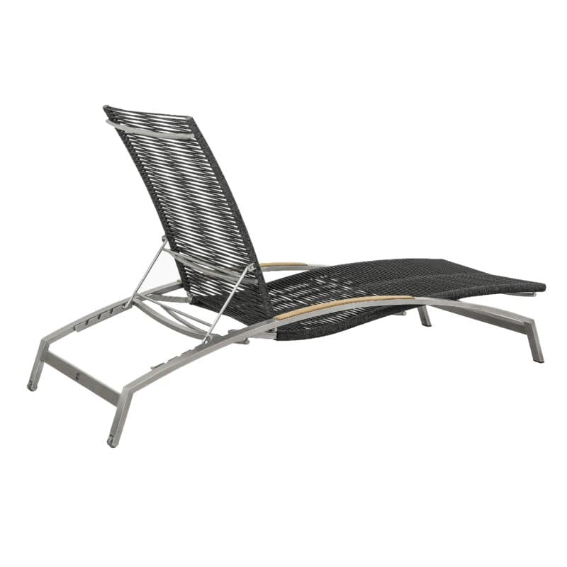 CASA DOMA "Mineo" Sonnenliege, Gestell Edelstahl gebürstet, Liegefläche Rope anthrazit, Armlehnen Teak