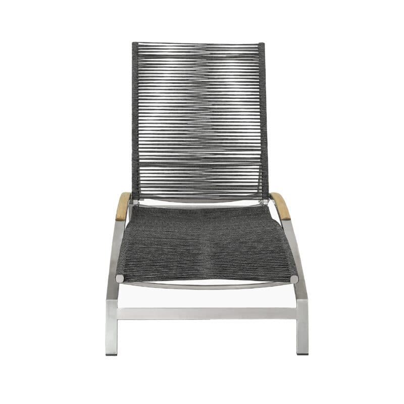 CASA DOMA "Mineo" Sonnenliege, Gestell Edelstahl gebürstet, Liegefläche Rope anthrazit, Armlehnen Teak