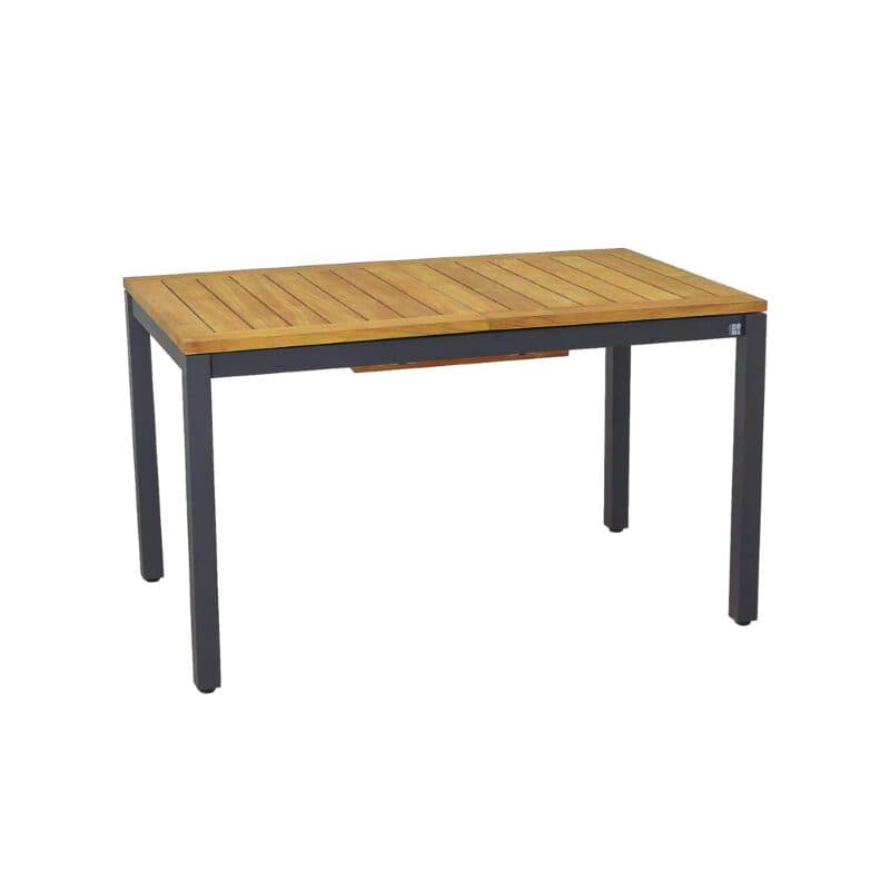 CASA DOMA "Ugento" Ausziehtisch 130/180 x 80 cm, Gestell Edelstahl anthrazit, Tischplatte Teakholz