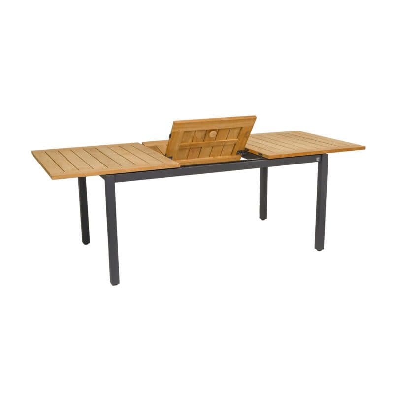 CASA DOMA "Ugento" Ausziehtisch 160/220 x 90 cm, Gestell Edelstahl anthrazit, Tischplatte Teakholz