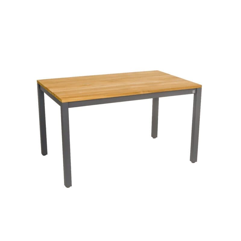 CASA DOMA "Varano" Gartentisch 130x80 cm, Gestell Edelstahl anthrazit, Tischplatte Teak – 3 Planken