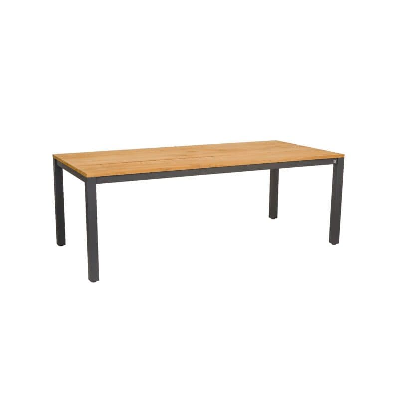 CASA DOMA "Varano" Gartentisch 210x100 cm, Gestell Edelstahl anthrazit, Tischplatte Teak – 3 Planken