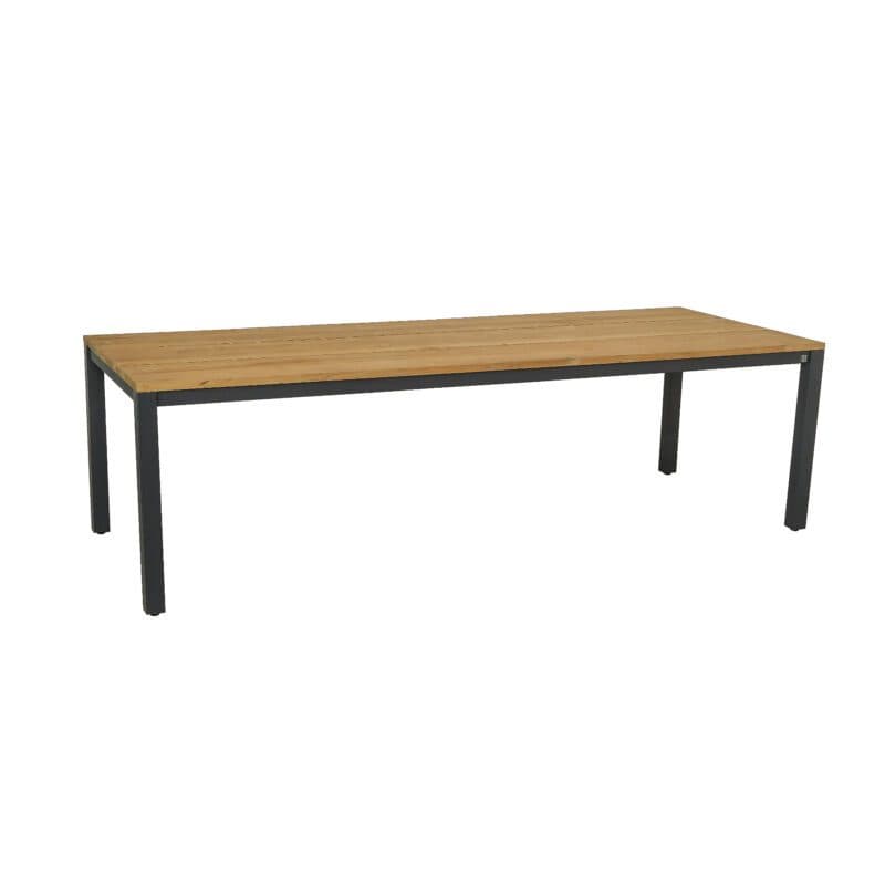 CASA DOMA "Varano" Gartentisch 260x100 cm, Gestell Edelstahl anthrazit, Tischplatte Teak – 3 Planken