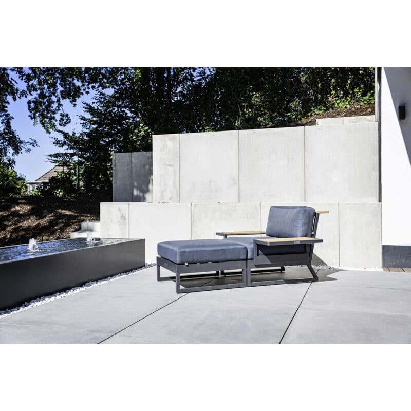 Kettler "Ocean Skid Platform" Loungemittelteil und Hocker, Alu anthrazit matt, Bezug Agora® brisa plus Anbauelement und Universal-Ablagen