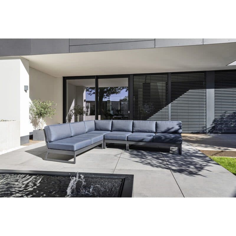 Kettler "Ocean Skid Platform" Loungeset 4-teilig, Alu anthrazit matt, Bezug Agora® brisa