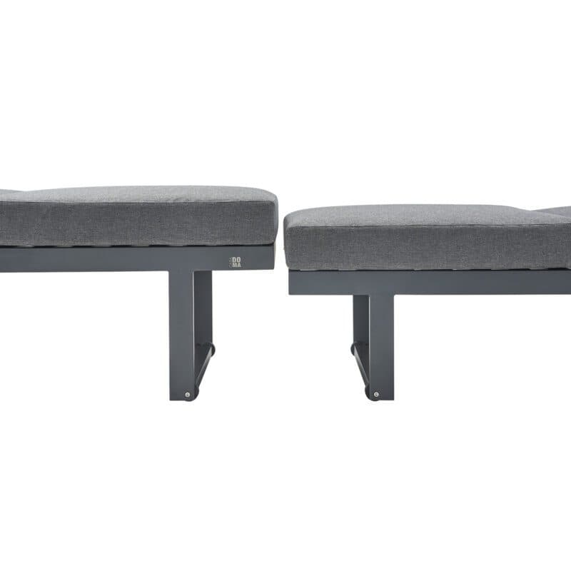 CASA DOMA "Aragona" Gestell Aluminium anthrazit – Höhe mit/ohne Kissen: links 49/39 cm, rechts 43/33 cm