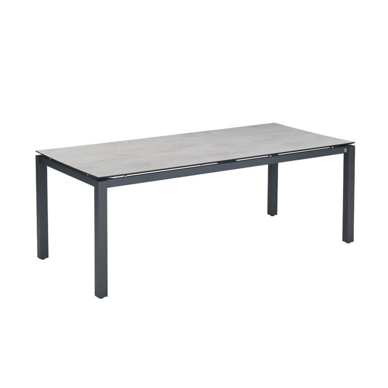 CASA DOMA "Carini" Gartentisch 210x100 cm, Gestell Edelstahl anthrazit, Tischplatte HPL Chromix silber