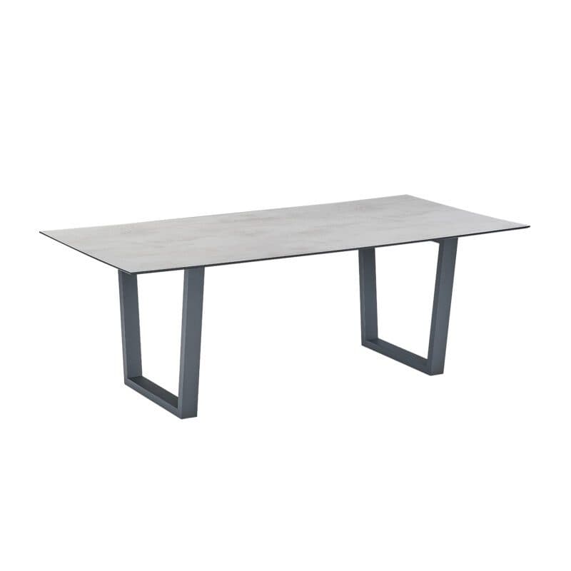 CASA DOMA "Falerna" Kufentisch 210x100 cm, Gestell Edelstahl anthrazit, Tischplatte HPL Chromix silber