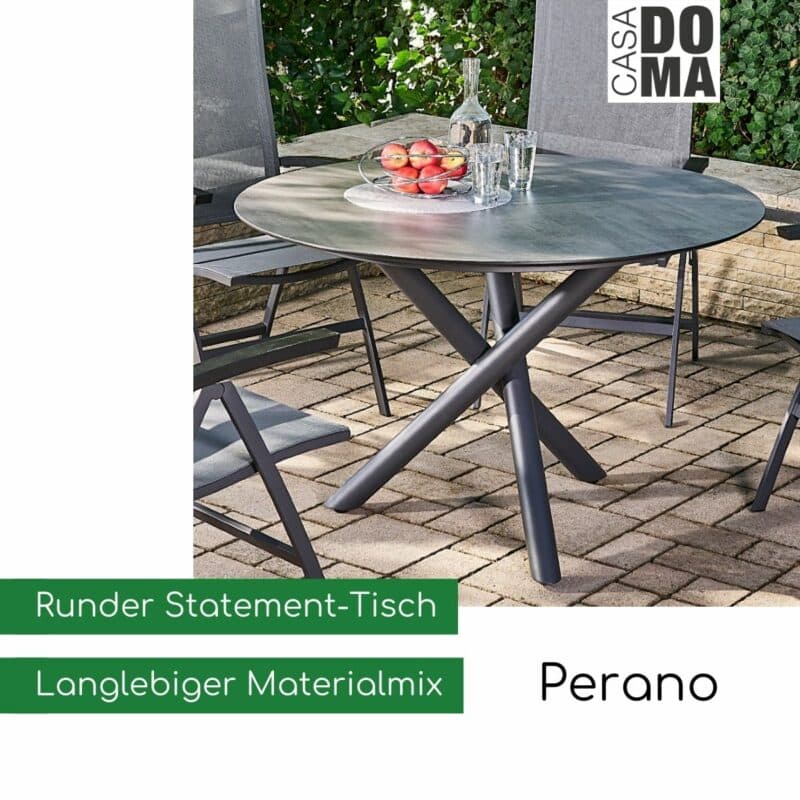 CASA DOMA "Perano" Gartentisch Edelstahl anthrazit/HPL
