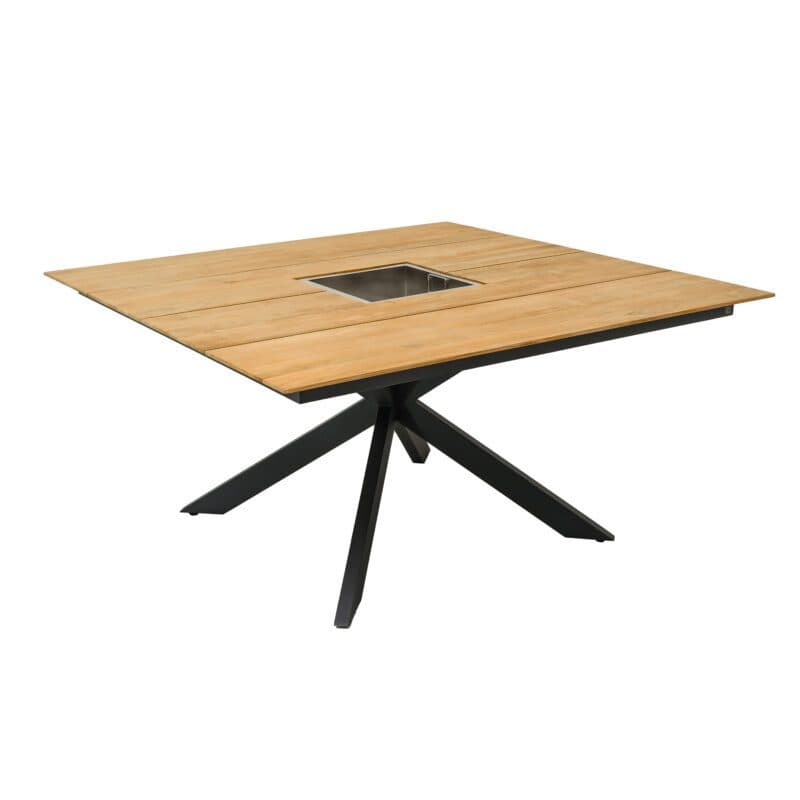 CASA DOMA "Siderno" Gartentisch 150x150 cm, Gestell Edelstahl anthrazit, Tischplatte Teak