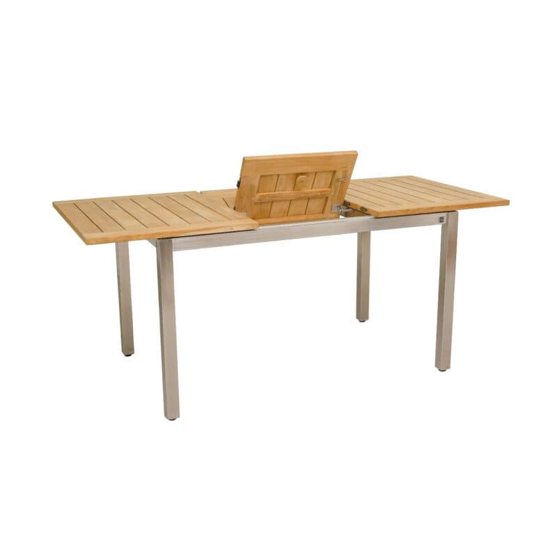 CASA DOMA "Ugento" Ausziehtisch 130/180 x 80 cm, Gestell Edelstahl, Tischplatte Teakholz