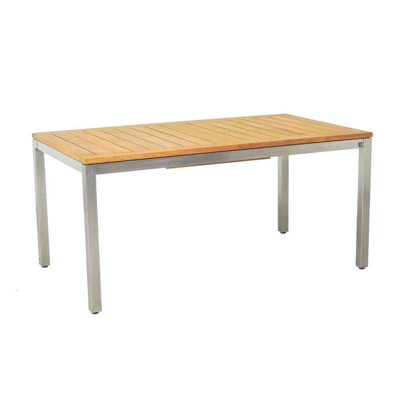 CASA DOMA "Ugento" Ausziehtisch 160/220 x 90 cm, Gestell Edelstahl, Tischplatte Teakholz
