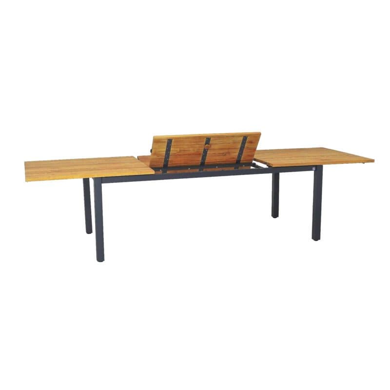 CASA DOMA "Varano" Ausziehtisch 210/310x100 cm, Gestell Edelstahl anthrazit, Tischplatte Teak