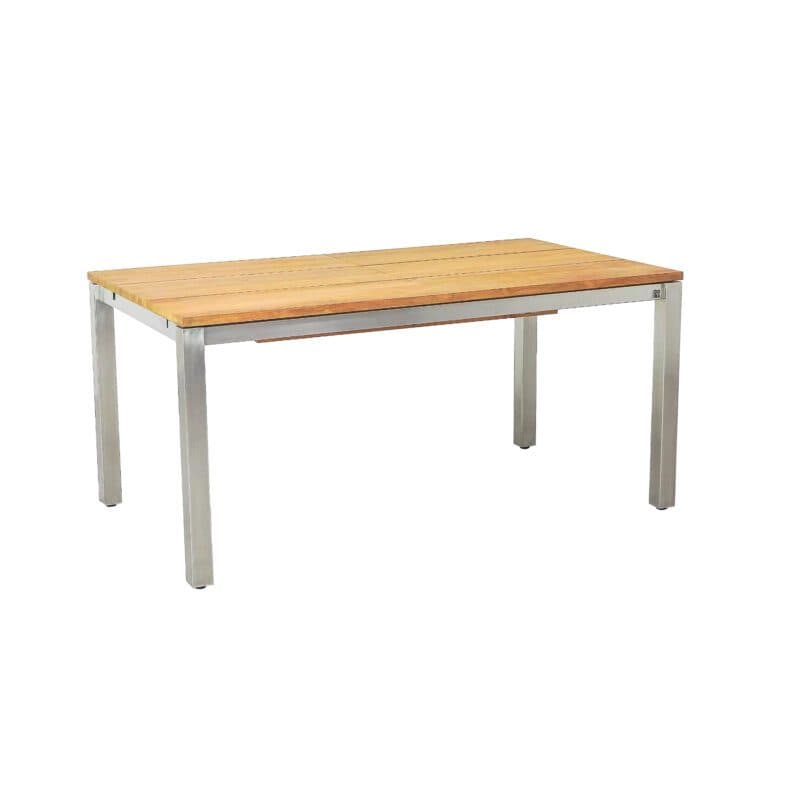 CASA DOMA "Varano" Ausziehtisch 160/260x90 cm, Gestell Edelstahl gebürstet, Tischplatte Teak