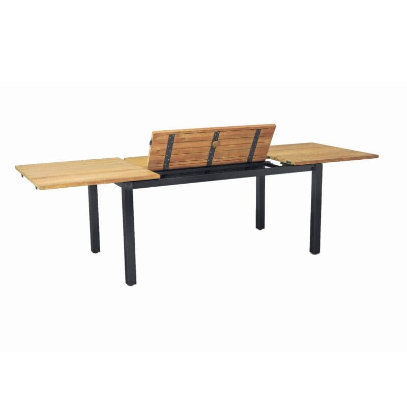 CASA DOMA "Varano" Ausziehtisch 160/260x90 cm, Gestell Edelstahl anthrazit, Tischplatte Teak