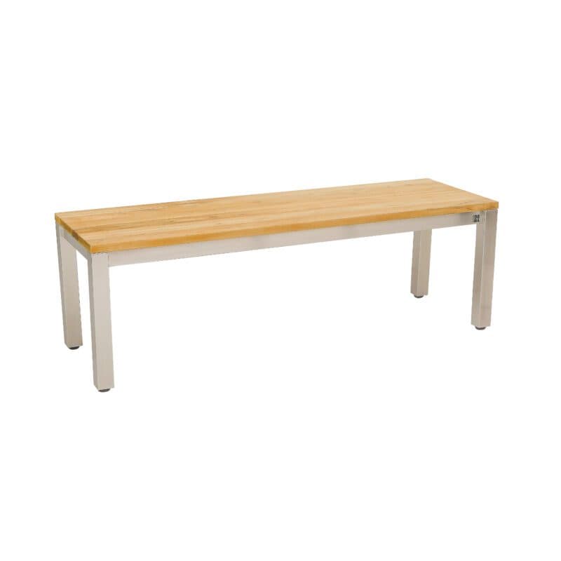 CASA DOMA "Varano" Gartenbank 140 cm, Gestell Edelstahl gebürstet, Sitzfläche Teak
