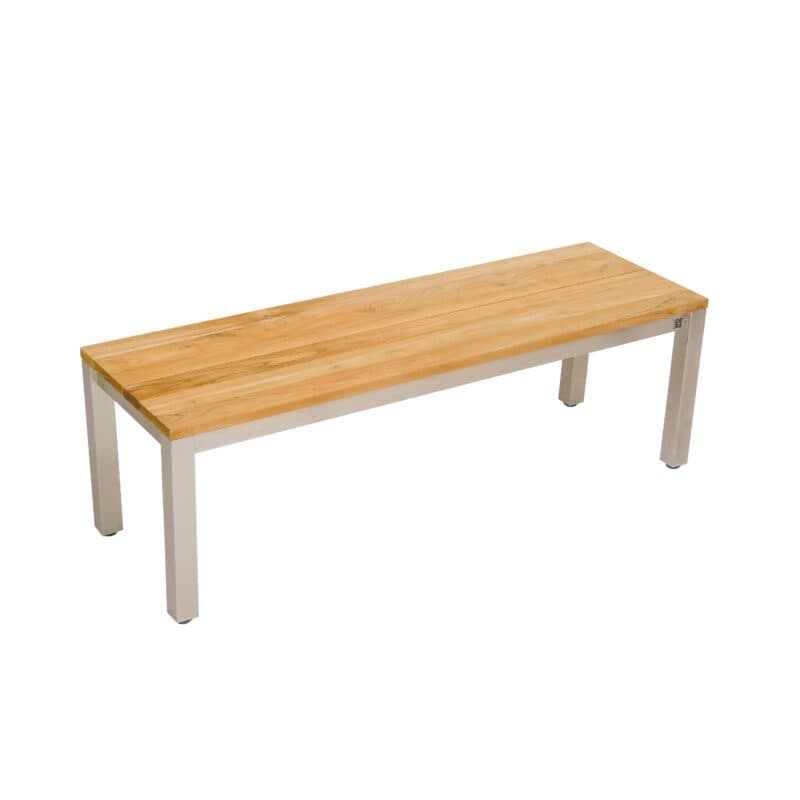 CASA DOMA "Varano" Gartenbank 140 cm, Gestell Edelstahl gebürstet, Sitzfläche Teak