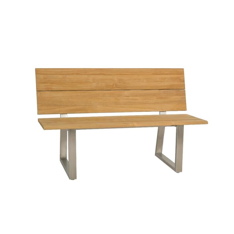 CASA DOMA "Varano" Gartenbank 140 cm, Gestell Edelstahl gebürstet, Sitzfläche Teak