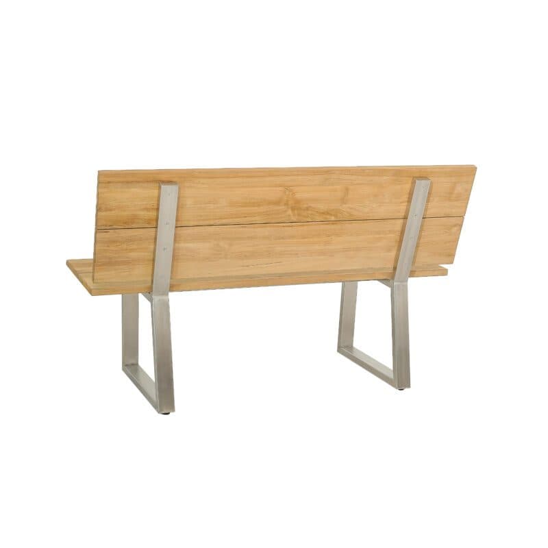 CASA DOMA "Varano" Gartenbank 140 cm, Gestell Edelstahl gebürstet, Sitzfläche Teak