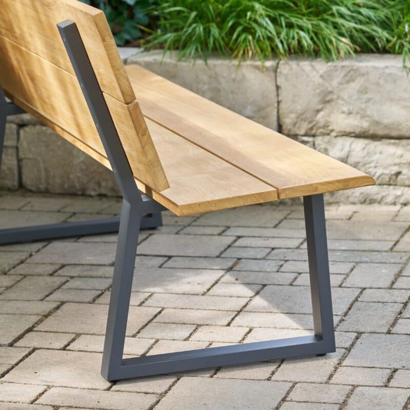 CASA DOMA "Varano" Gartenbank 190 cm, Gestell Edelstahl anthrazit, Sitzfläche Teak