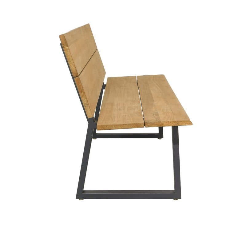 CASA DOMA "Varano" Gartenbank 190 cm, Gestell Edelstahl anthrazit, Sitzfläche Teak