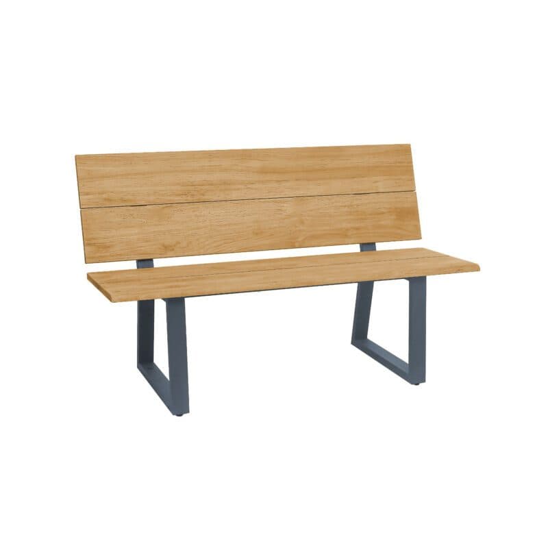 CASA DOMA "Varano" Gartenbank 140 cm, Gestell Edelstahl anthrazit, Sitzfläche Teak